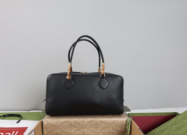 Gucci Large boston bag with bamboo A006OD Black