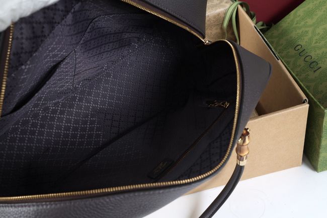 Gucci Large boston bag with bamboo A006OD gray