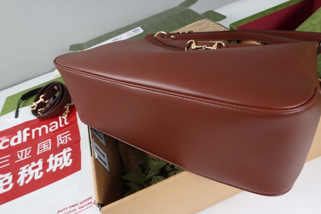 Gucci Starlet large shoulder bag soft leather A00CI2 Dark brown