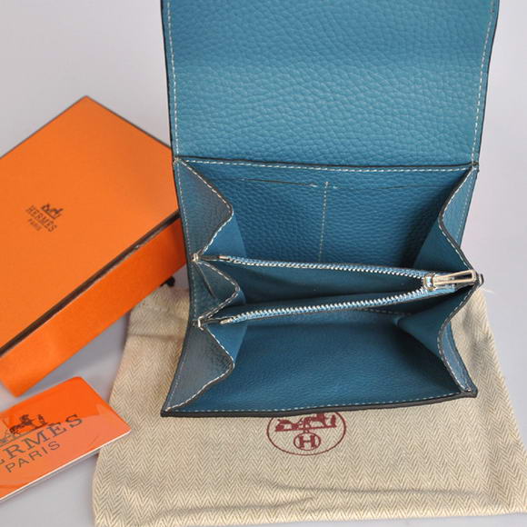 Hermes Constance Togo Leather Wallets A608 Blue Hermes Constance Togo Leather Wallets A608 Blue