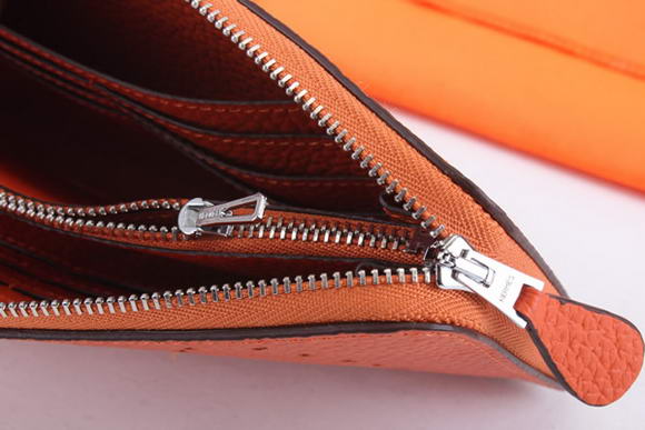 Hermes Togo Leather Perforated Zippy Wallet 9032 Orange Hermes Togo Leather Perforated Zippy Wallet 9032 Orange