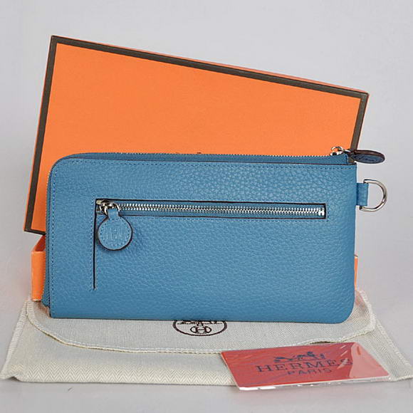 Hermes Zipper Cards Wallet Togo Leather A908 Blue Hermes Zipper Cards Wallet Togo Leather A908 Blue
