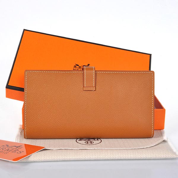 Hermes Bearn Wallet Original Smooth Leather Camel