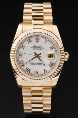 Rolex Datejust Golden&White Cutwork Men Watch-RD2402 Rolex Datejust Golden&White Cutwork Men Watch-RD2402