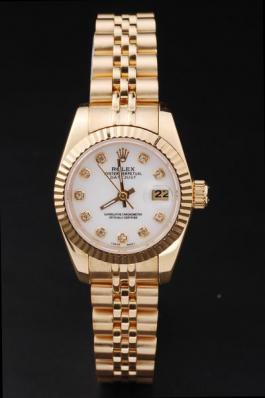 Rolex Datejust Mechanism Golden White Surface Women Watch-RD2462 Rolex Datejust Mechanism Golden White Surface Women Watch-RD2462