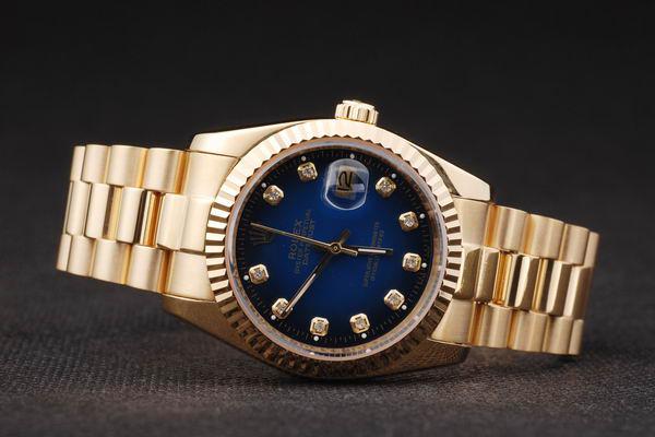 Rolex Datejust Mechanism Golden Bezel Blue Surface Watch-RD2438 Rolex Datejust Mechanism Golden Bezel Blue Surface Watch-RD2438